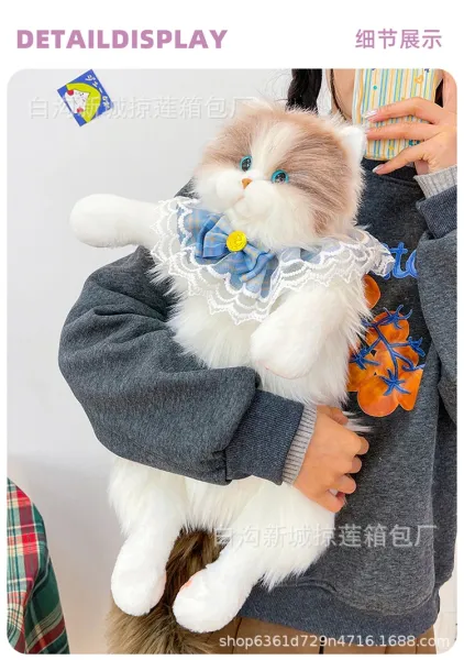 Design Cat Plush Backpack with Lace Collar White - 4