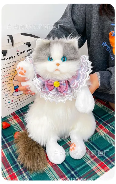 Design Cat Plush Backpack with Lace Collar White - 15
