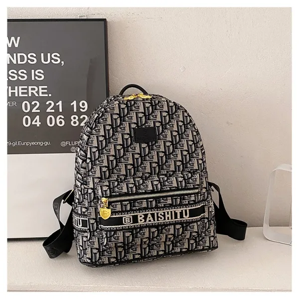 Design EAISHIU Monogram Print Mini Backpack Set Black / White Backpacks - 32