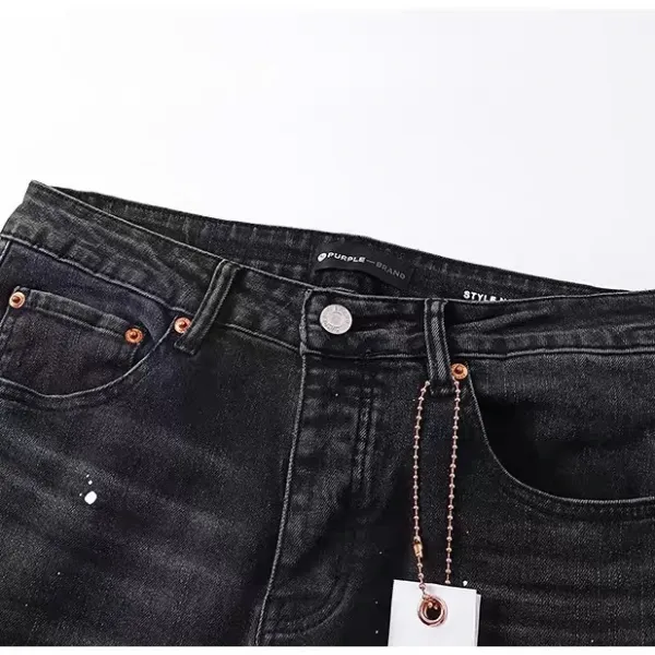 Design Abstract Paint Splatter Washed Denim Jeans - 5