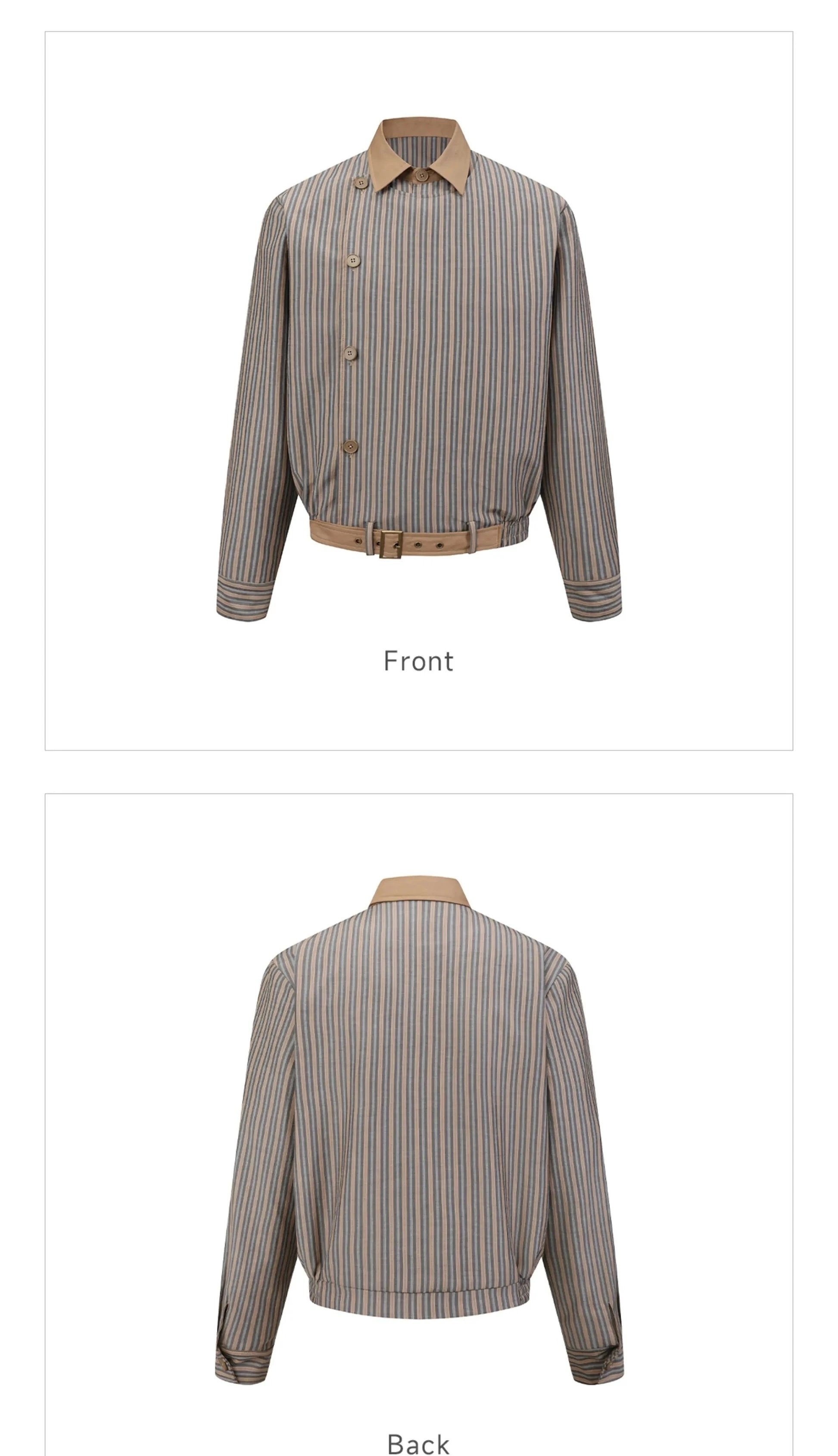 Design Asymmetrical Stripe Jacket in Gray and Black Outerwear.jacket - 6