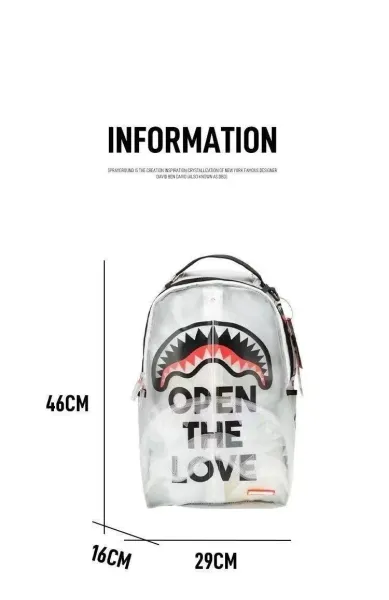 Design Sprayground RIP Shark Transparent Clear Backpack Backpacks - 2