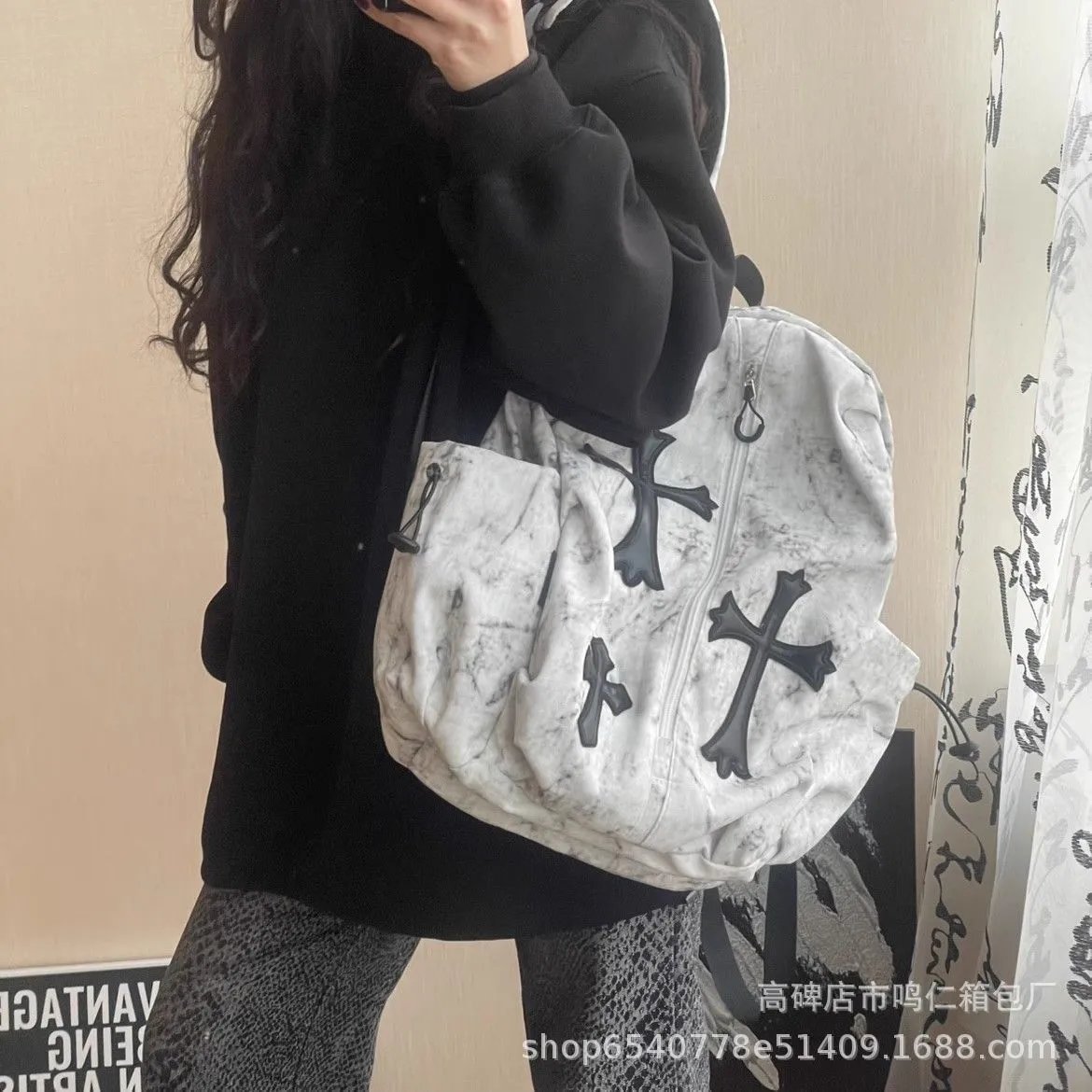 Chrome Hearts Marble Cross Print Backpack - 6