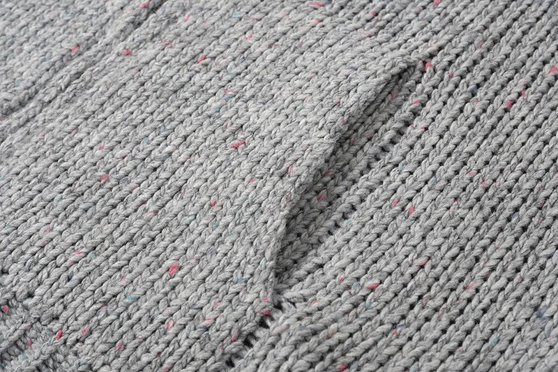 Design Knit Zip-Up Hoodie Charcoal Gray Sweater - 15