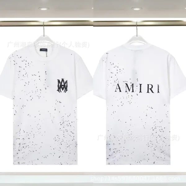 Amiri Splatter Print Logo T-Shirt White - 1