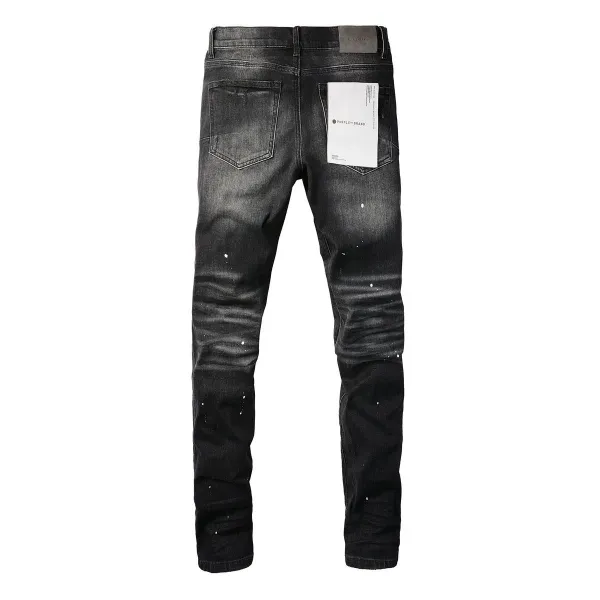 Design Abstract Paint Splatter Washed Denim Jeans - 46