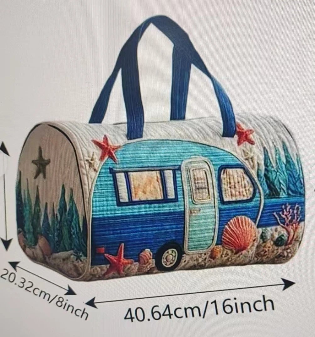 Design Volkswagen Bus Quilted Duffle Bag Multicolor - 3