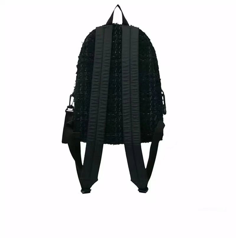 Design Floral Embroidered Tweed Mini Backpack Black - 3