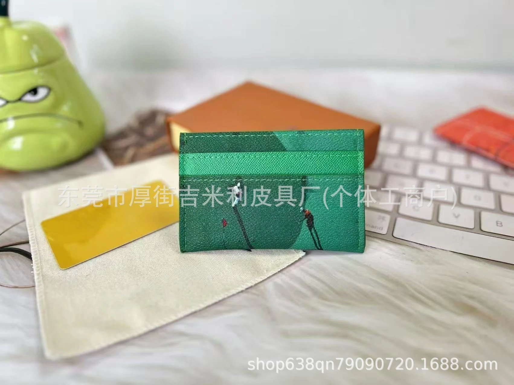 Design Tennis Court Print Orange Short Wallet - 13