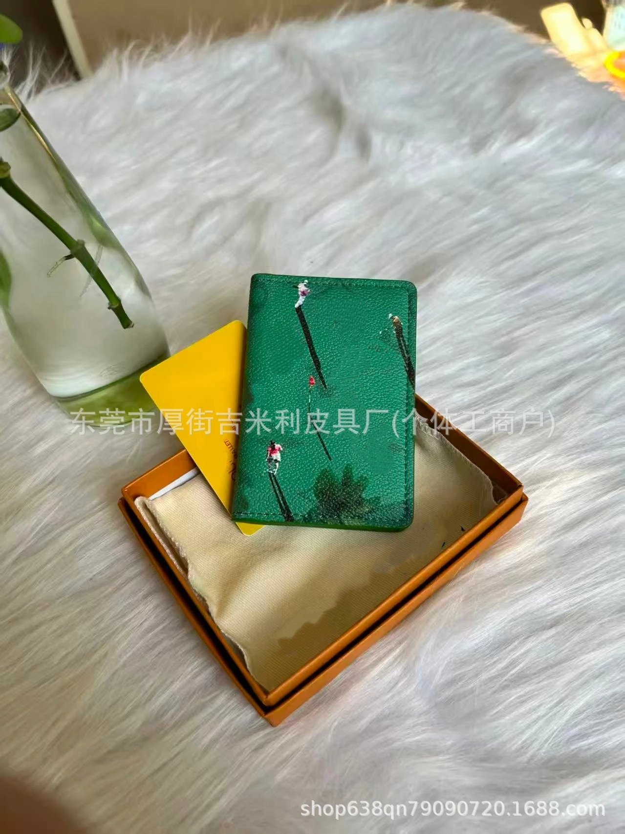 Design Tennis Court Print Orange Short Wallet - 6