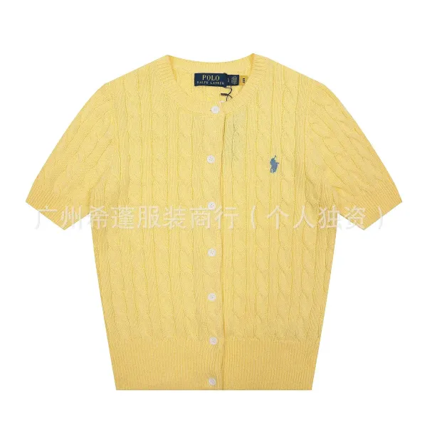 Polo Ralph Lauren Cable Knit Short Sleeve Cardigan Yellow - 1