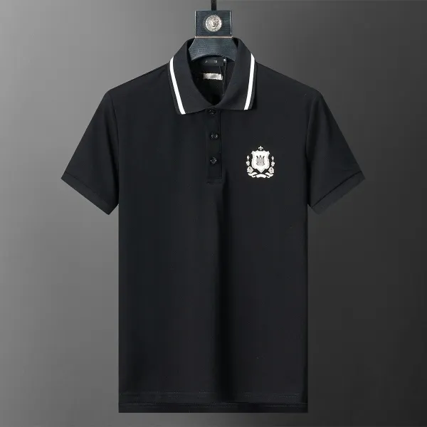 Design Embroidered Crest Polo Black Polo Shirt - 1