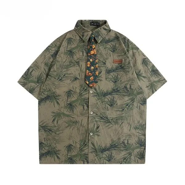 Design Tropical Print Short-Sleeve Button-Up Shirt - 1