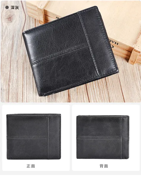 Design Crocodile-Embossed Leather Short Wallet Black - 32