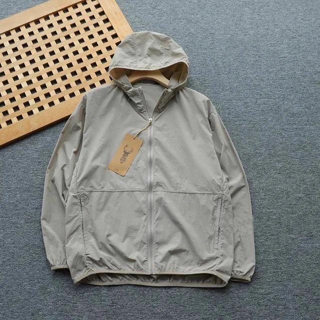 Design Lightweight Hooded Windbreaker Beige Outerwear - 5