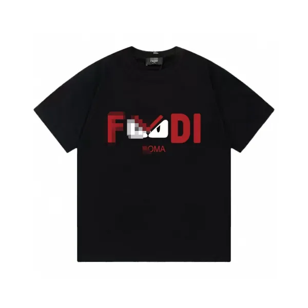 Fendi Roma Pixelated Logo Black T-Shirt - 1
