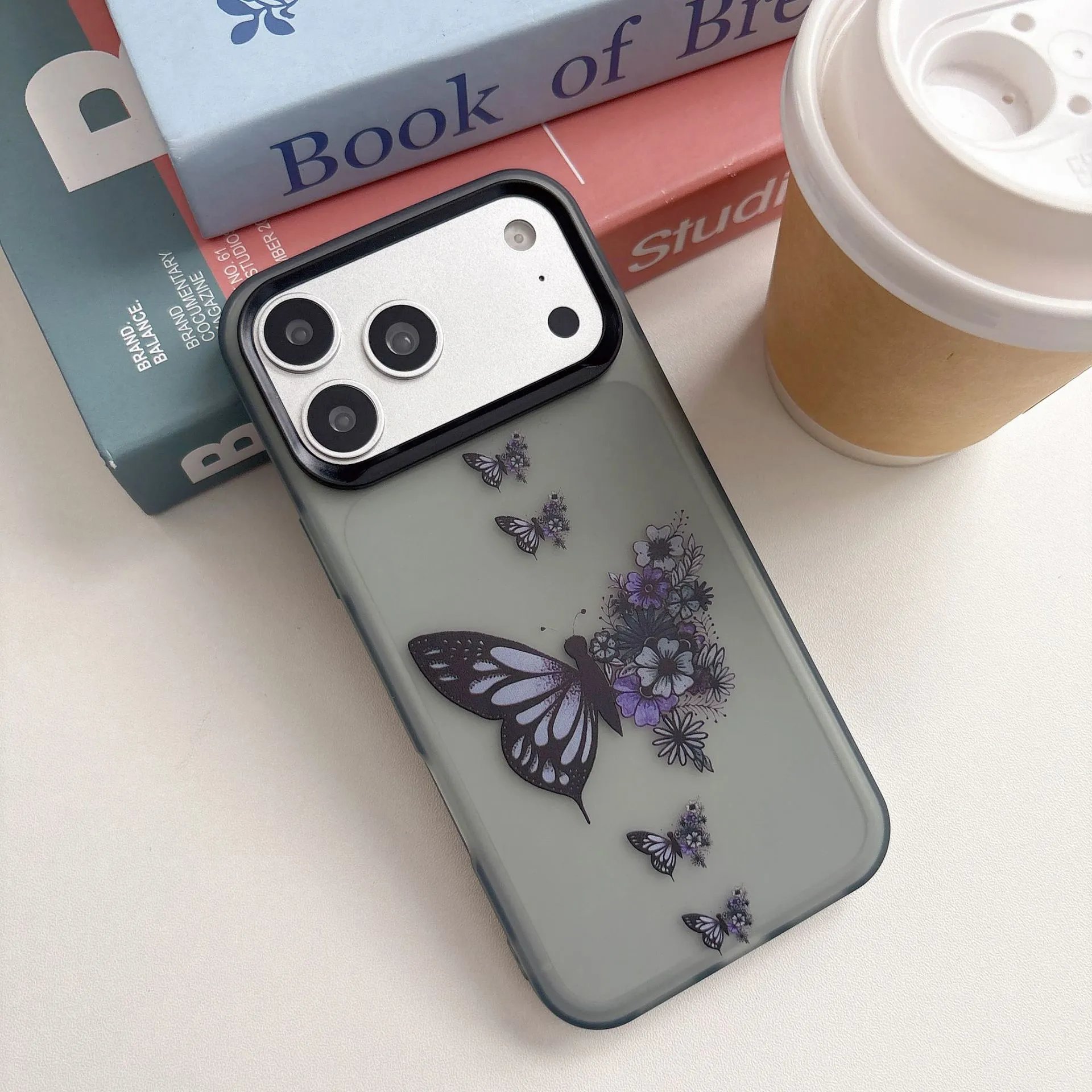 Design Butterfly Floral Print Transparent Phone Case - 9