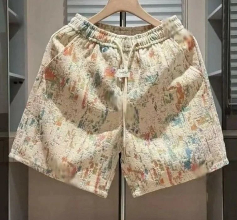 Design Abstract Print Drawstring Waist Shorts Multicolor - 2