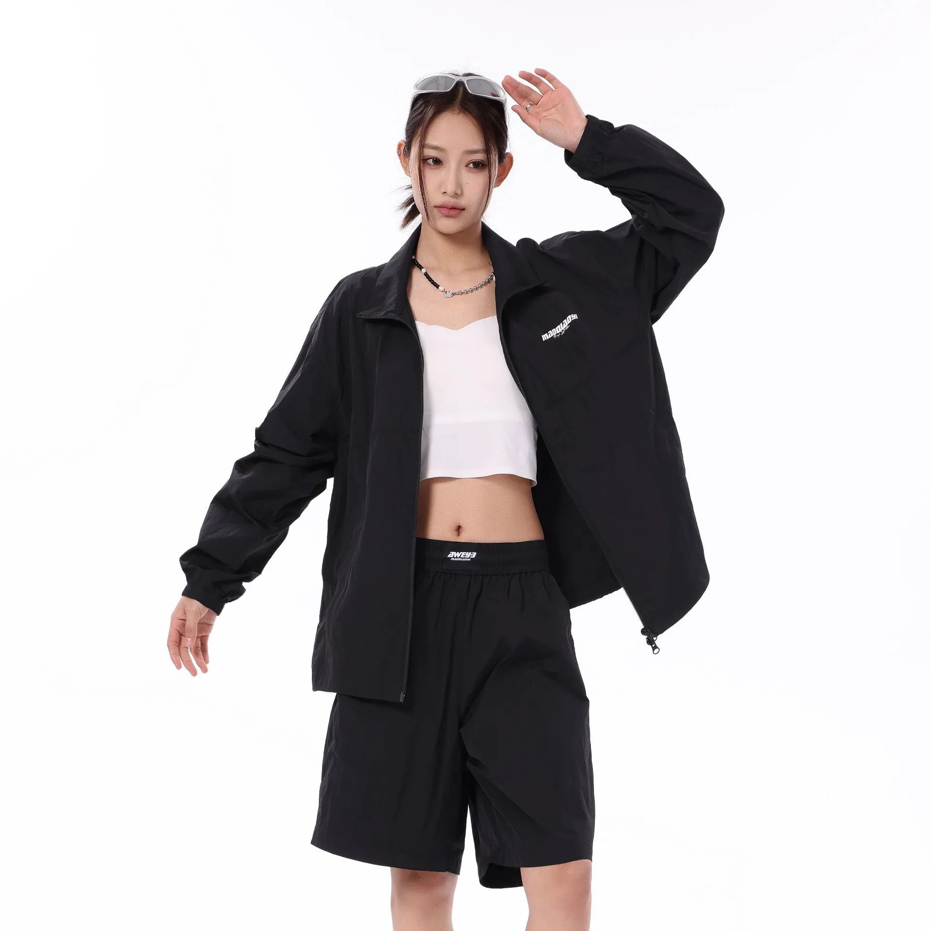 Design Maoqiaoyi Windbreaker Set Beige Outerwear Set Sets - 14