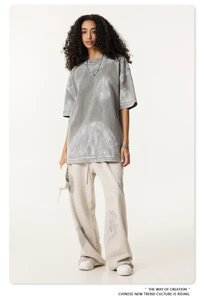 Design Beingmove Acid Wash Distressed Gray T-Shirt T-Shirts - 56