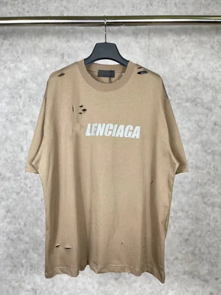 Balenciaga Lenciaga Distressed Oversized T-Shirt White - 23