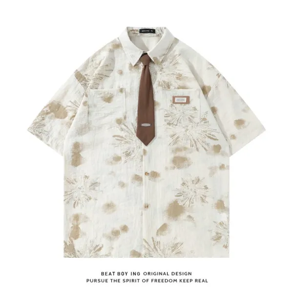 Design Beat Boy Ing Original Design Floral Print Short-Sleeve Shirt Tops Shirt - 1