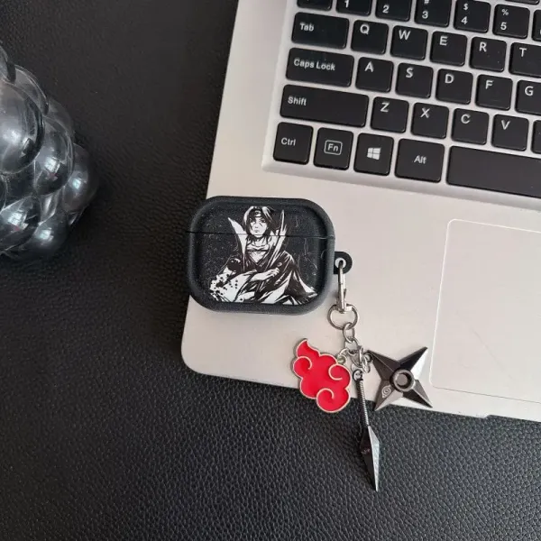 Design Naruto x Design AirPods Pro Case with Kunai and Headband Keychain Black Phone Accessories - 3