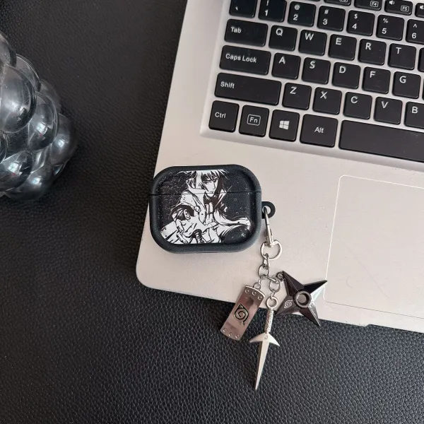 Design Naruto x Design AirPods Pro Case with Kunai and Headband Keychain Black Phone Accessories - 7