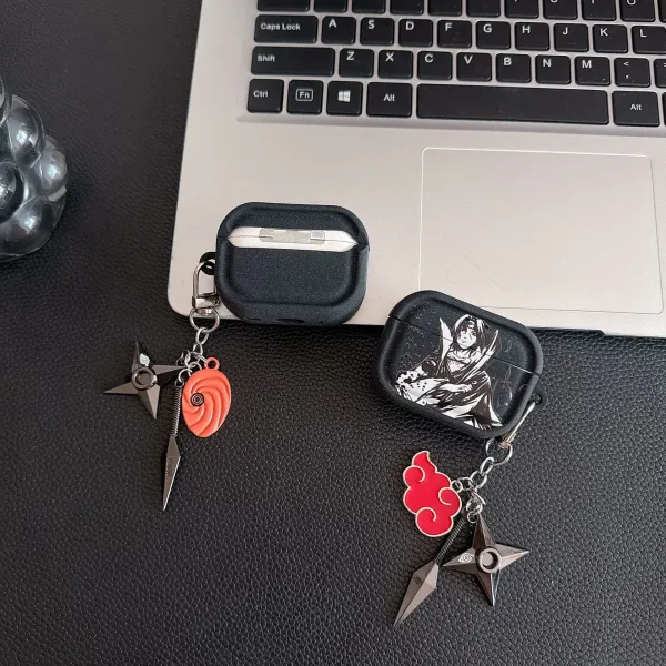 Design Naruto x Design AirPods Pro Case with Kunai and Headband Keychain Black Phone Accessories - 10