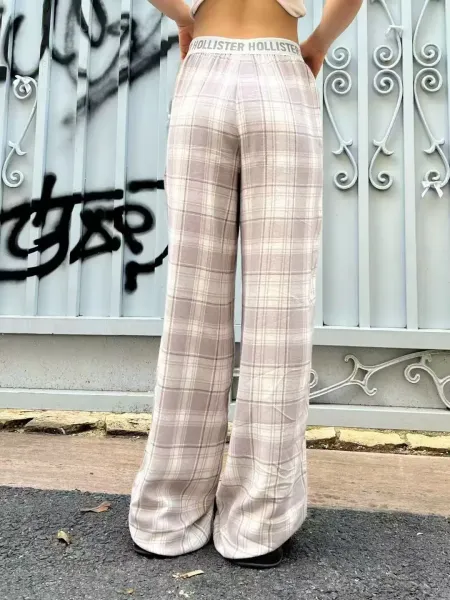 Design Floral Print Wide-Leg Pajama Pants White Sleepwear - 30