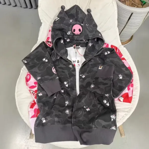 A Bathing Ape x Sanrio Kuromi Camo Hoodie Black - 1