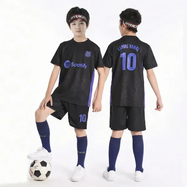 FC Barcelona x Spotify 2023-24 Third Jersey Black / Purple Kids Soccer Kit - 1