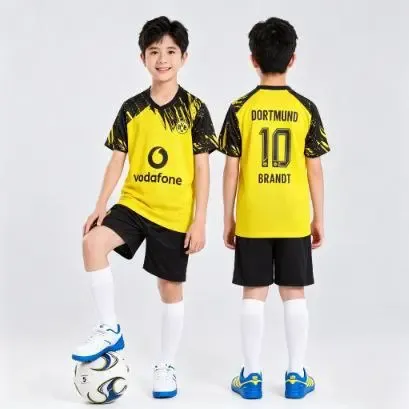 Borussia Dortmund 2023-24 Away Jersey Yellow Black Kids - 1