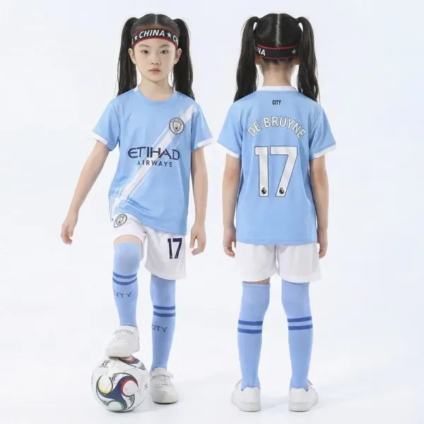 Manchester City FC 2023-24 Home Jersey Light Blue Kids Set - 1
