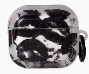Apple AirPods Pro Case with Marble Print Black and White TWS Earbuds - 1