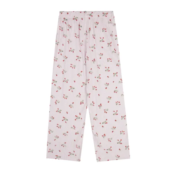 Design Floral Print Wide-Leg Pajama Pants White Sleepwear - 74