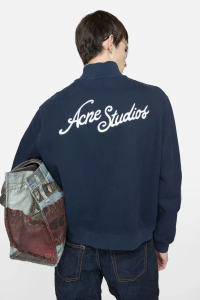 Acne Studios Script Logo Zip-Up Jacket Navy Outerwear - 29