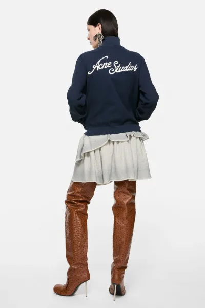 Acne Studios Script Logo Zip-Up Jacket Navy Outerwear - 31