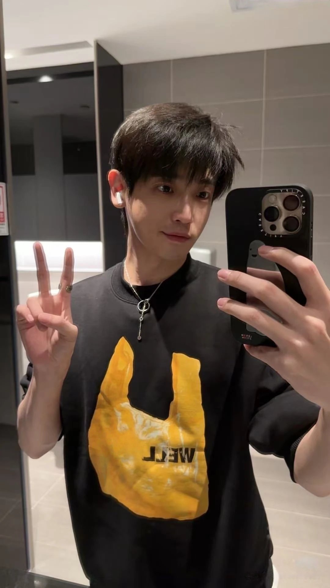 Design WELLU Plastic Bag Print Black Oversized T-Shirt T-Shirts - 14