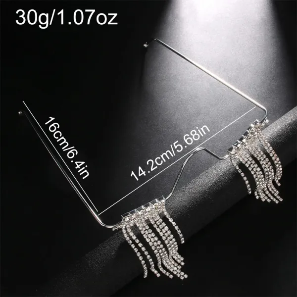Design Crystal Fringe Tassel Earrings Silver Jewelry - 1