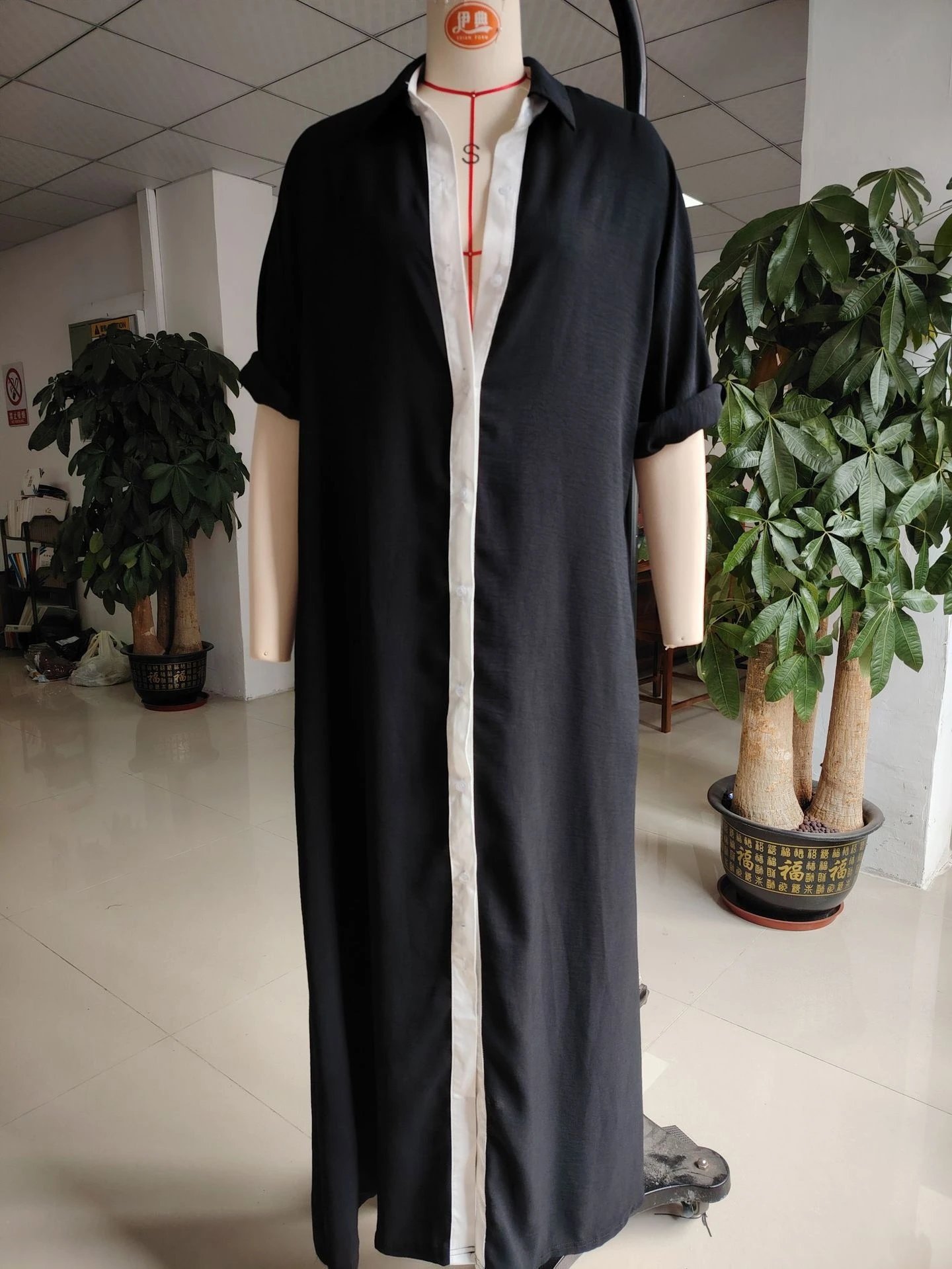 Design Shirt Dress in Sky Blue with Contrast Placket - 6