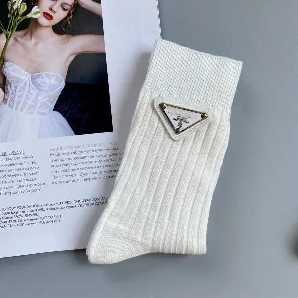 Prada Triangle Logo Sock Navy - 8