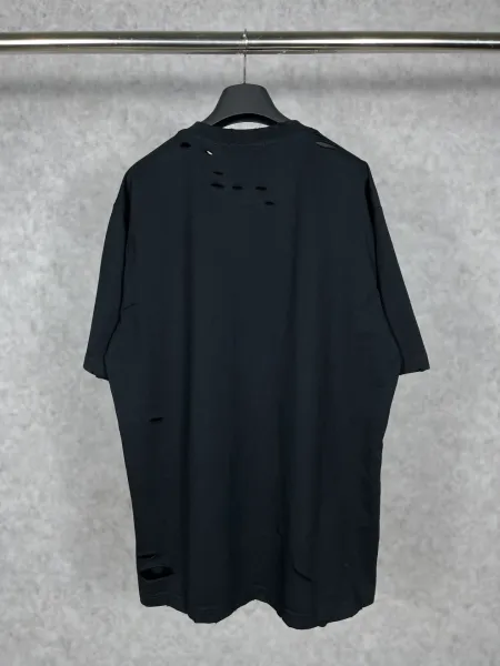 Balenciaga Lenciaga Distressed Oversized T-Shirt White - 5