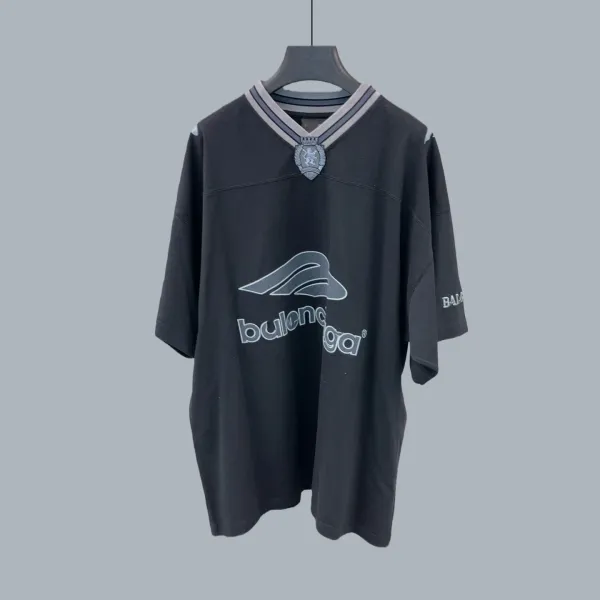 Balenciaga Logo V-Neck Jersey Black - 1