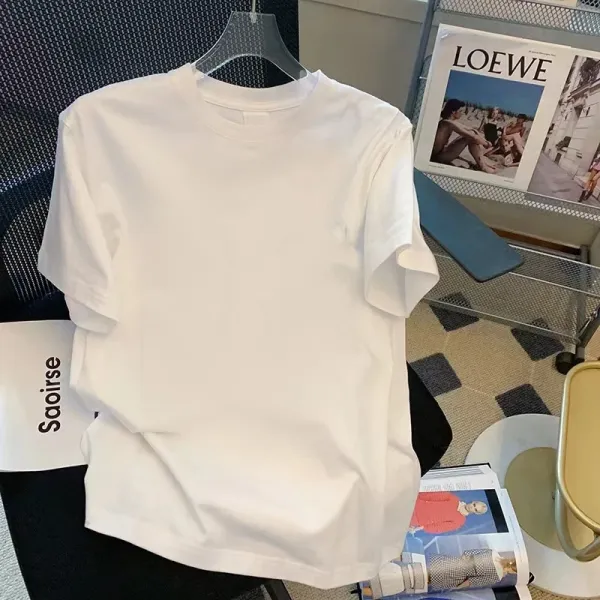 Design Saoirse Basic Crewneck White T-Shirt Tops.t Shirts - 1