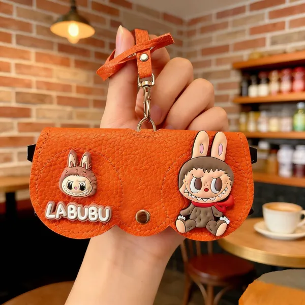 Pop Mart LABUBU x Pop Mart Orange Rabbit Charm Keychain Case Clutches - 1