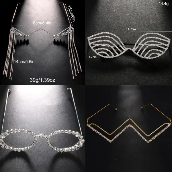 Design Heart-Embellished Gold-Tone Rimless Sunglasses Eyewear - 8