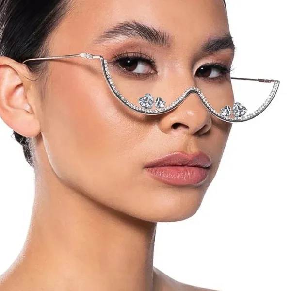 Swarovski Crystal-Embellished Wavy Frame Optical Glasses Eyewear - 1