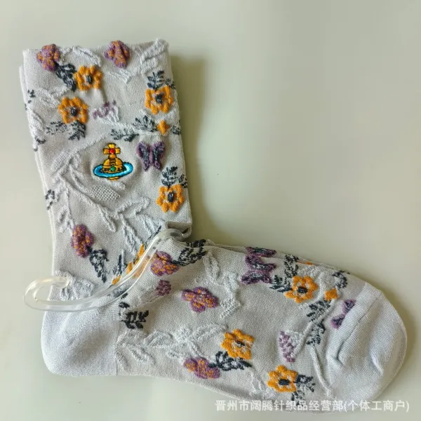 Vivienne Westwood Orb Floral Embroidered Socks Multicolor - 1
