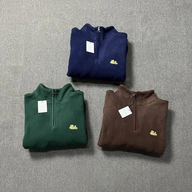 Design Fleece Half-Zip Pullover Brown Sweater - 25